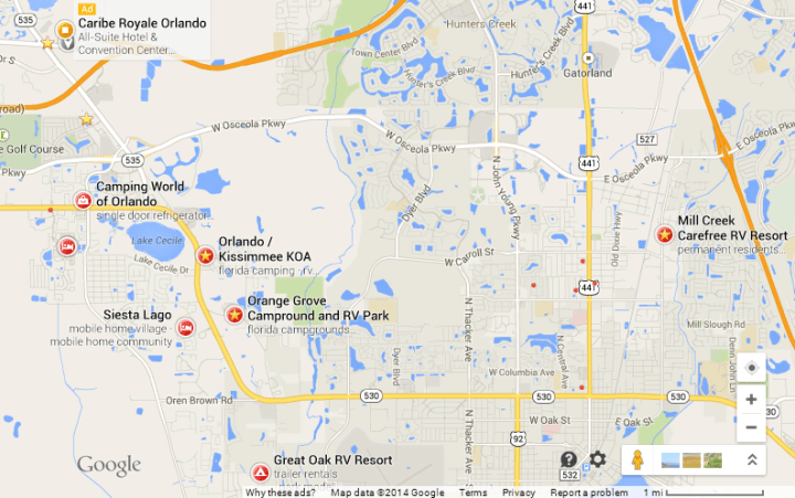 Numerous camping options very close to the resort. This is what simple living at its best! (Google Maps)